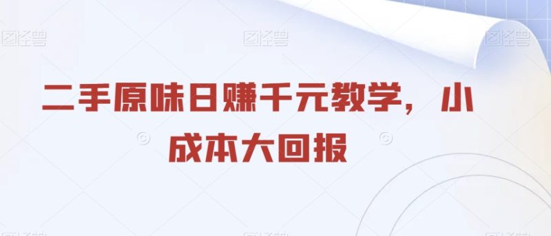 二手原味日赚千元教学，小成本大回报|云雀资源分享