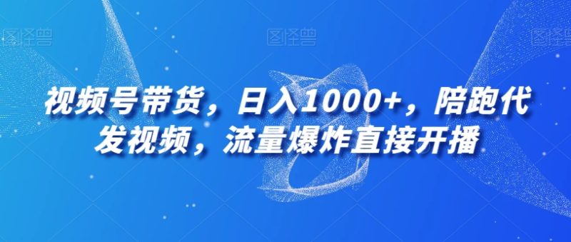 视频号带货,日入1000+,陪跑代发视频,流量爆炸直接开播|云雀资源分享