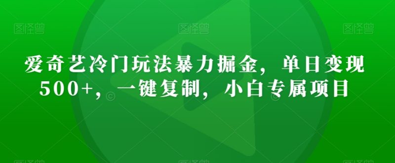 爱奇艺冷门玩法暴力掘金,单日变现500+,一键复制,小白专属项目|云雀资源分享