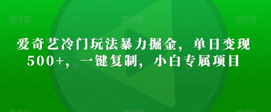 爱奇艺冷门玩法暴力掘金，单日变现500+，一键复制，小白专属项目|云雀资源分享