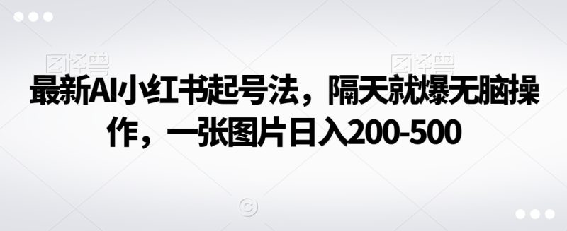 最新AI小红书起号法，隔天就爆无脑操作，一张图片日入200-500|云雀资源分享
