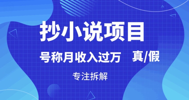 “抄小说”真的赚钱吗，到底能不能做，暴力拆解|云雀资源分享