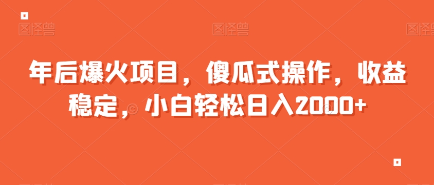 年后爆火项目，傻瓜式操作，收益稳定，小白轻松日入2000+|云雀资源分享