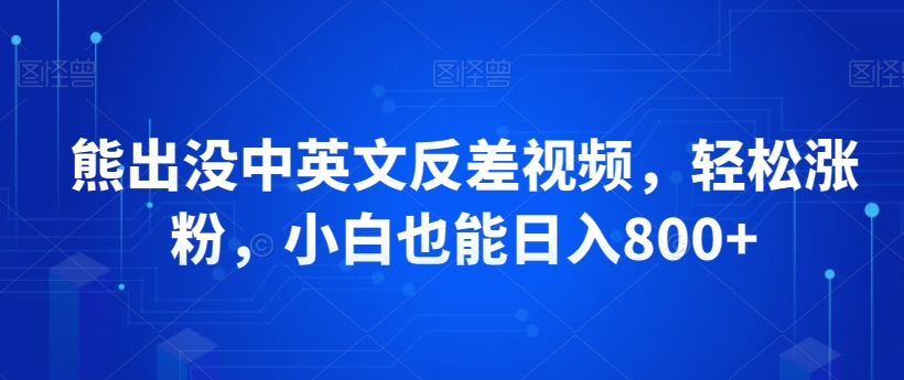 熊出没中英文反差视频，轻松涨粉，小白也能日入800+|云雀资源分享