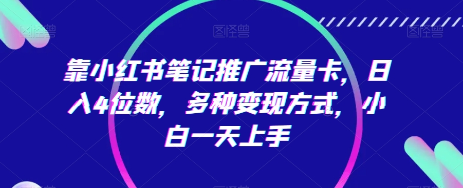 靠小红书笔记推广流量卡，日入4位数，多种变现方式，小白一天上手|云雀资源分享