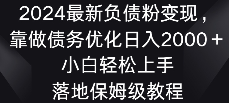 2024最新负债粉变现，靠做债务优化日入2000＋小白轻松上手|云雀资源分享