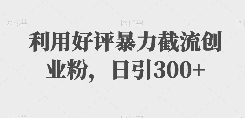 利用好评暴力截流创业粉，日引300+|云雀资源分享