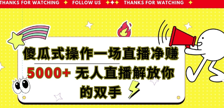 傻瓜式操作一场直播净赚5000+无人直播解放你的双手|云雀资源分享