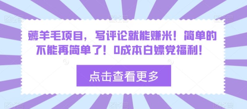 薅羊毛项目，写评论就能赚米！简单的不能再简单了！0成本白嫖党福利！|云雀资源分享