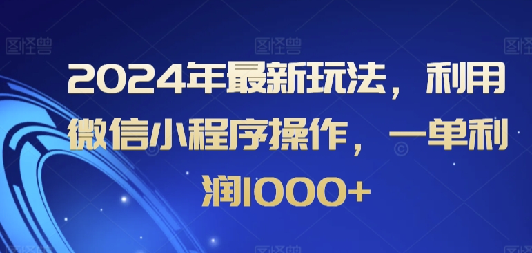 2024年最新玩法，利用微信小程序操作，一单利润1000+|云雀资源分享
