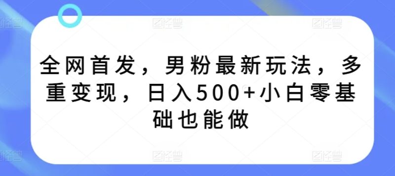 全网首发,男粉最新玩法,多重变现,日入500+小白零基础也能做|云雀资源分享