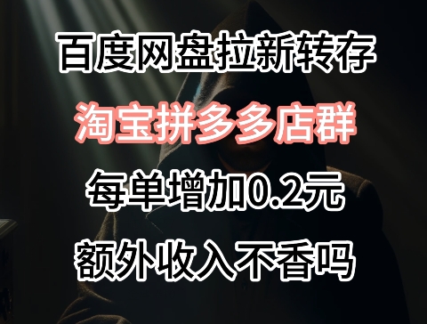 针对拼多多淘宝虚拟店的百度网盘拉新，每订单多0.2元额外收入|云雀资源分享