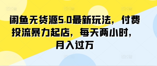 闲鱼无货源5.0最新玩法，付费投流暴力起店，每天两小时，月入过万!|云雀资源分享