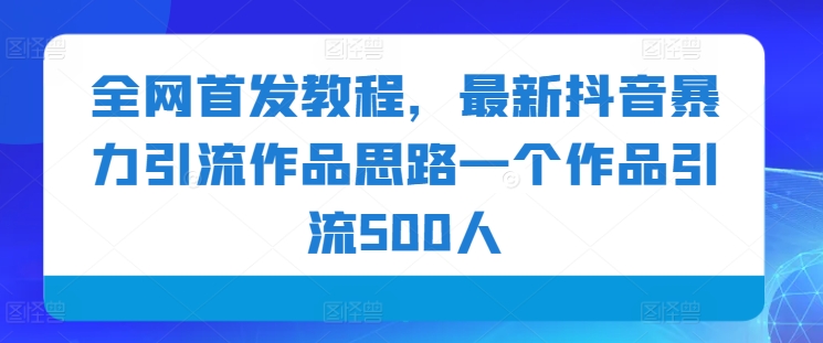 全网首发教程，最新抖音暴力引流作品思路一个作品引流500人|云雀资源分享