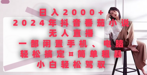 日入2000+，2024年抖音番茄小说无人直播，简单粗暴，小白轻松驾驭|云雀资源分享