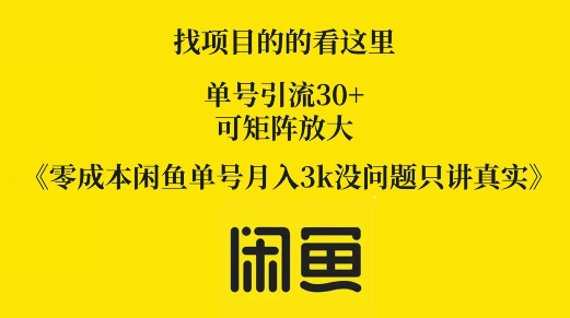 零成本闲鱼单号月入3k没问题只讲真实|云雀资源分享