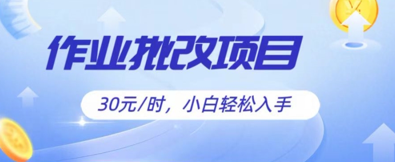 批改作业项目，30元时，简单容易上手，适合宝妈，大学生|云雀资源分享