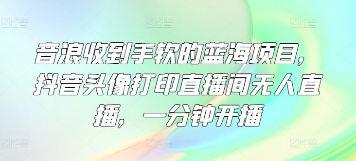 音浪收到手软的蓝海项目，抖音头像打印直播间无人直播，一分钟开播|云雀资源分享