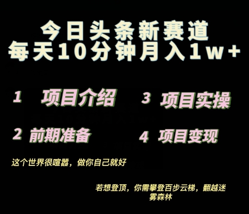 2024最新今日头条小赛道，0投入易上手|云雀资源分享