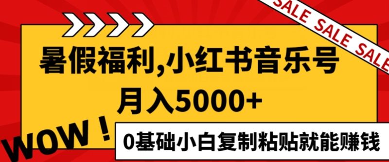 小红书音乐号月入5000+，0基础小白复制粘贴就能赚钱|云雀资源分享
