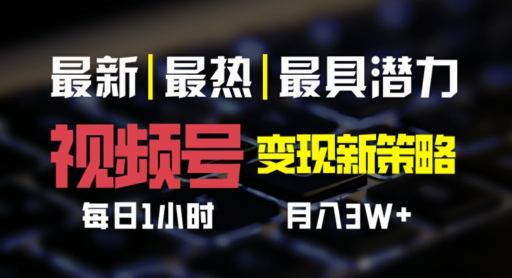 视频号变现新策略，每日一小时月入过万|云雀资源分享