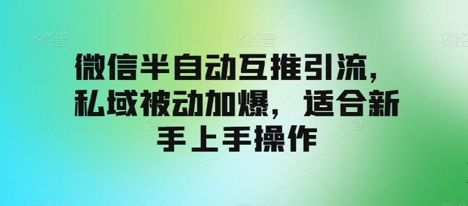 微信半自动互推引流，私域被动加爆，适合新手上手操作|云雀资源分享