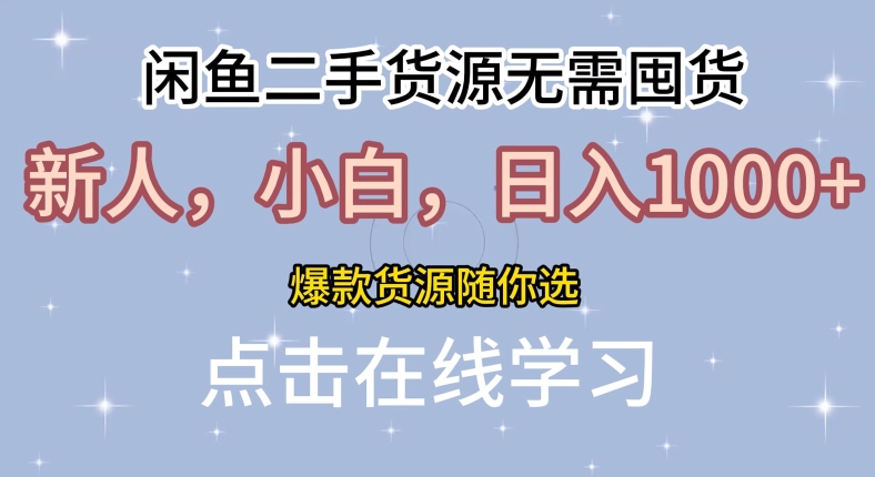 闲鱼二手货源无需国货，新人，小白，日入1k，爆款货源随你选|云雀资源分享