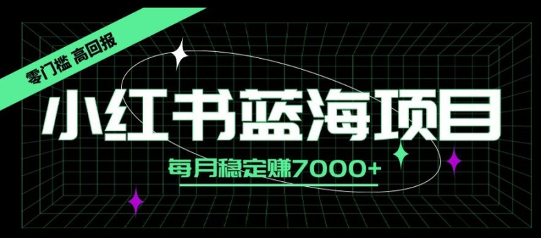 小红书蓝海项目，零门槛、高回报，每月稳定赚7000+|云雀资源分享