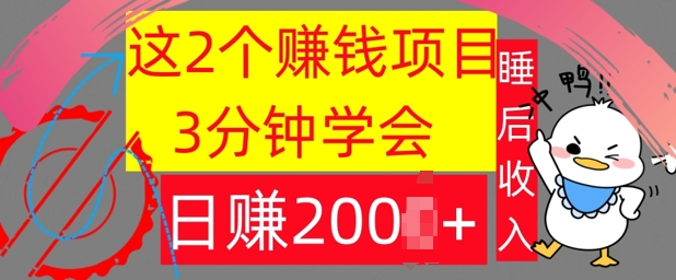 这2个项目，3分钟学会，日赚几张，懒人捡钱|云雀资源分享