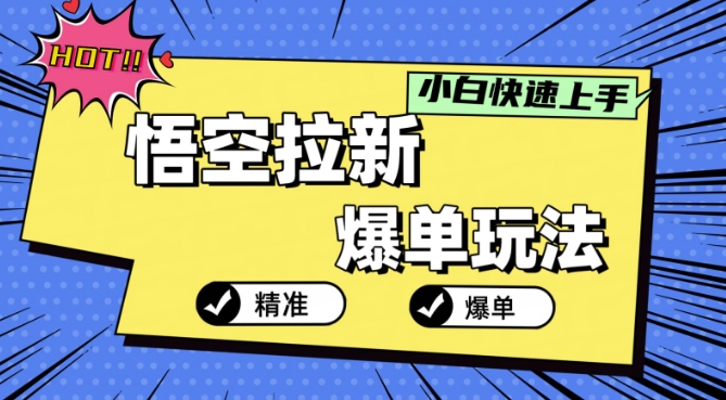 悟空拉新爆单玩法，精准引流，小白分分钟上手|云雀资源分享