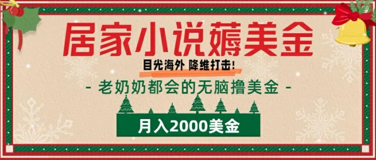 居家小说薅美金，拆解海外撸美金项目月入2000美刀详细指导|云雀资源分享