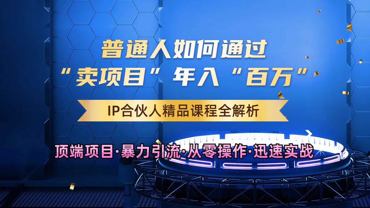 2024年如何通过知识付费“卖项目”年入“百W”，卖项目合伙人IP孵化训练营|云雀资源分享