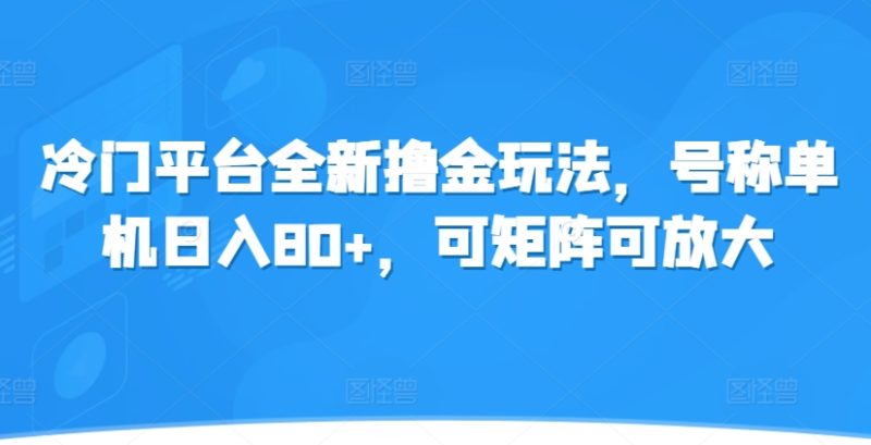 冷门平台全新撸金玩法，号称单机日入80+，可矩阵可放大|云雀资源分享