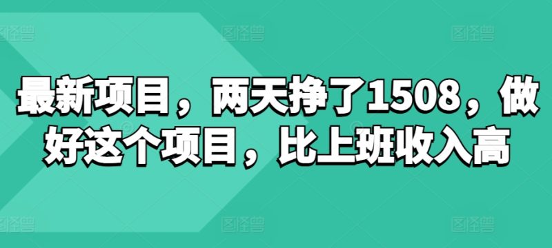 最新项目,两天挣了150,做好这个项目,比上班收入高|云雀资源分享
