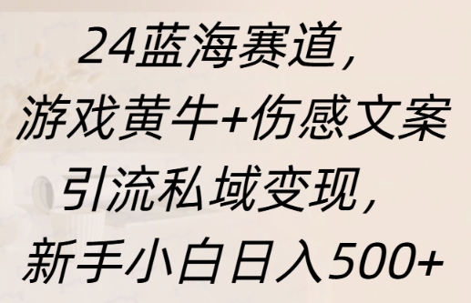 蓝海赛道，游戏黄牛+伤感文案引流私域变现，新手小白日入多张|云雀资源分享
