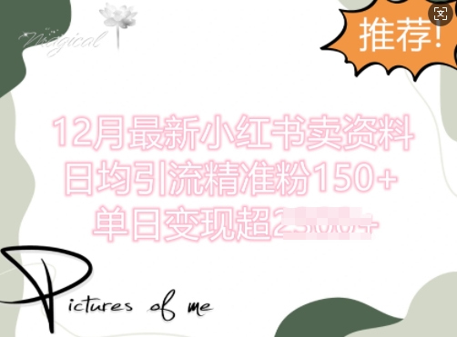 12月最新小红书日均引流精准粉100+，单日变现多张|云雀资源分享