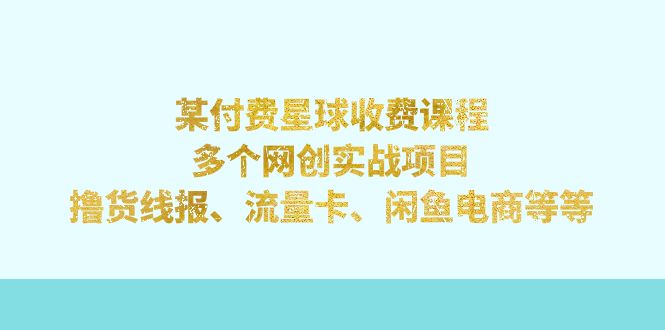 图片[1]-某付钱星体课程内容：好几个网创实践项目，撸货线报网、上网卡、闲鱼平台电子商务等