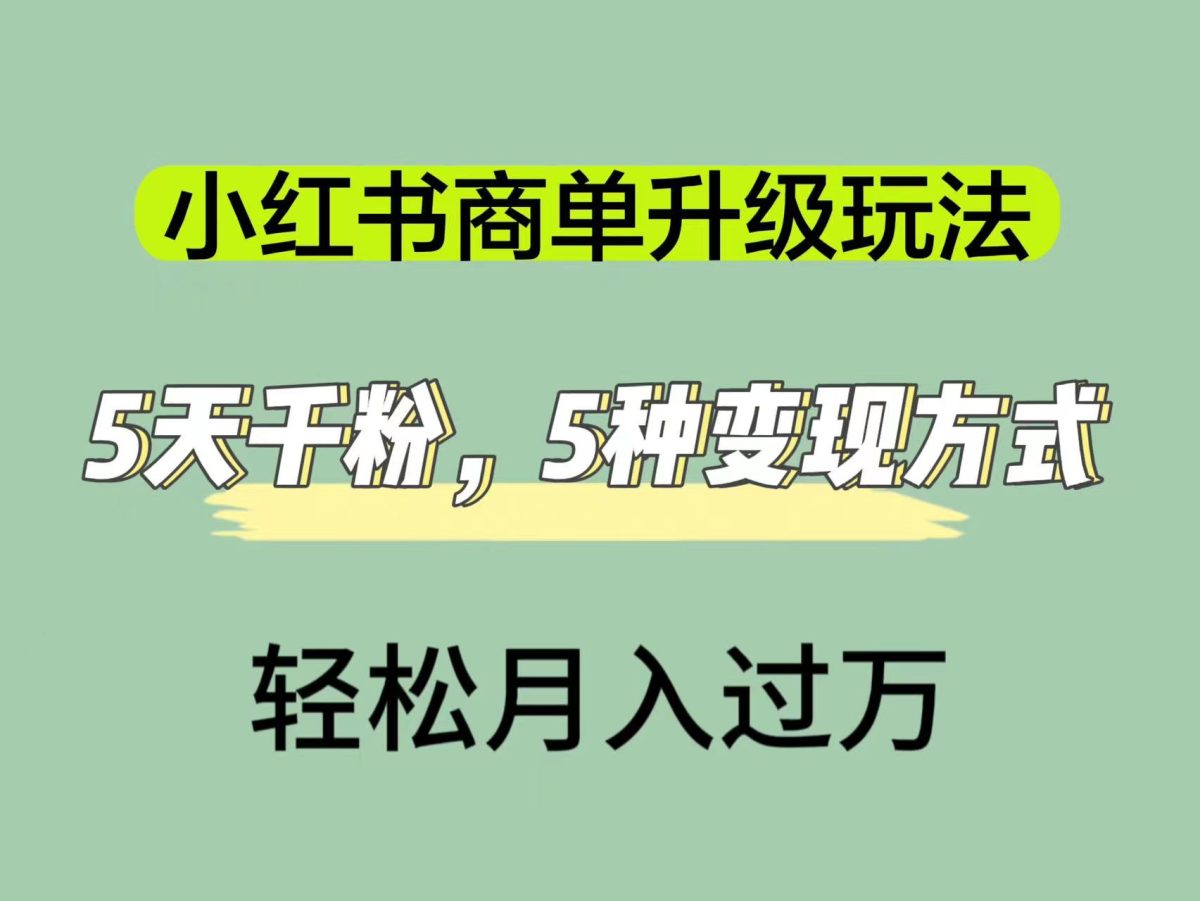 图片[1]-小红书的商单升级玩法，5天千粉，5种变现渠道，轻轻松松月入1万