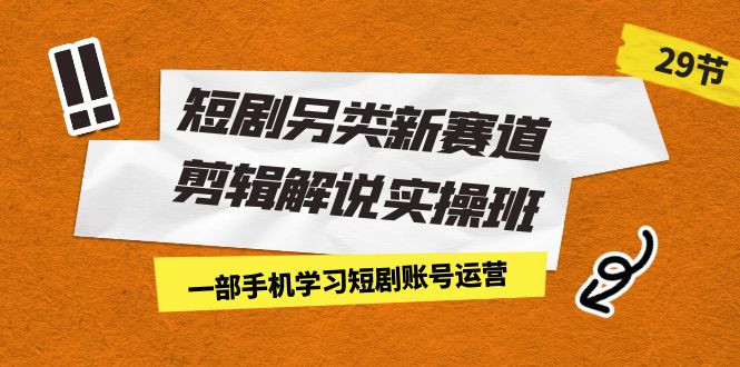 短剧另类新赛道剪辑解说实操班：一部手机学习短剧账号运营（29节 价值500）|云雀资源分享