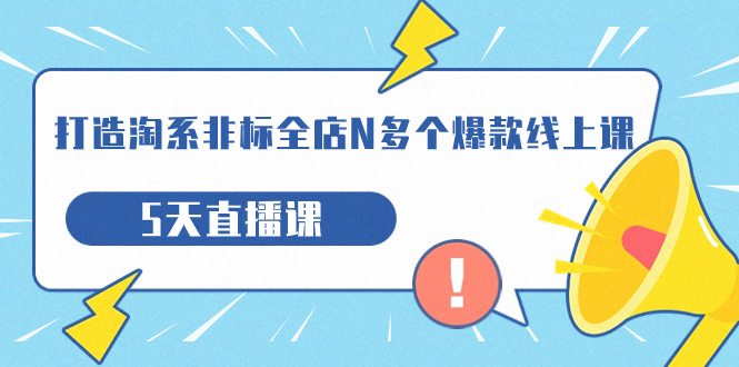 打造出-淘宝-非标准店铺N好几个爆品线上课，5天视频课堂（19期）|云雀资源分享