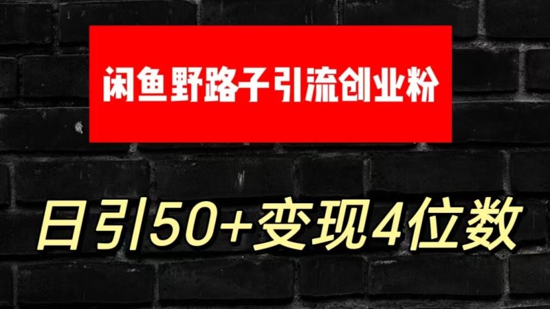 大眼闲鱼野路子引流创业粉，日引50+单日变现四位数|云雀资源分享