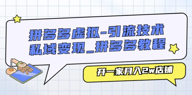 拼多多虚拟引流技术与私域变现-拼多多教程：开一家月入2w店铺|云雀资源分享