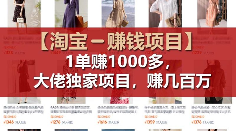 【淘宝赚钱项目】1单可赚1000多,大佬独家项目,年赚几百万|云雀资源分享