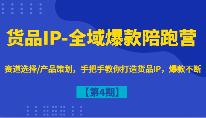 货物IP-示范区爆品陪跑营【第4期】跑道挑选/产品规划，教你如何打造出货物IP，爆品持续|云雀资源分享