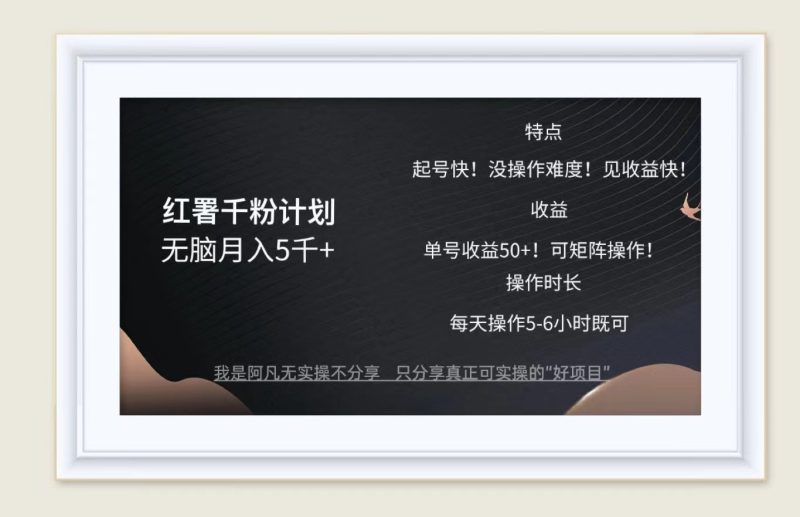 红薯千粉计划无脑月入5千+!既做既赚!|云雀资源分享