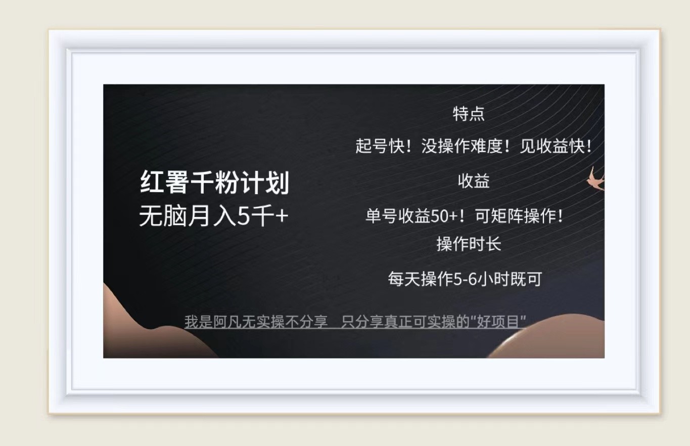 红薯千粉计划无脑月入5千+！既做既赚！|云雀资源分享