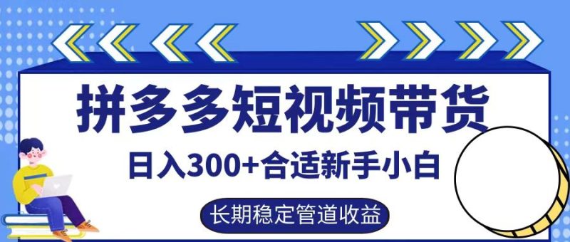 拼多多短视频带货日入300+,实操账户展示看就能学会|云雀资源分享