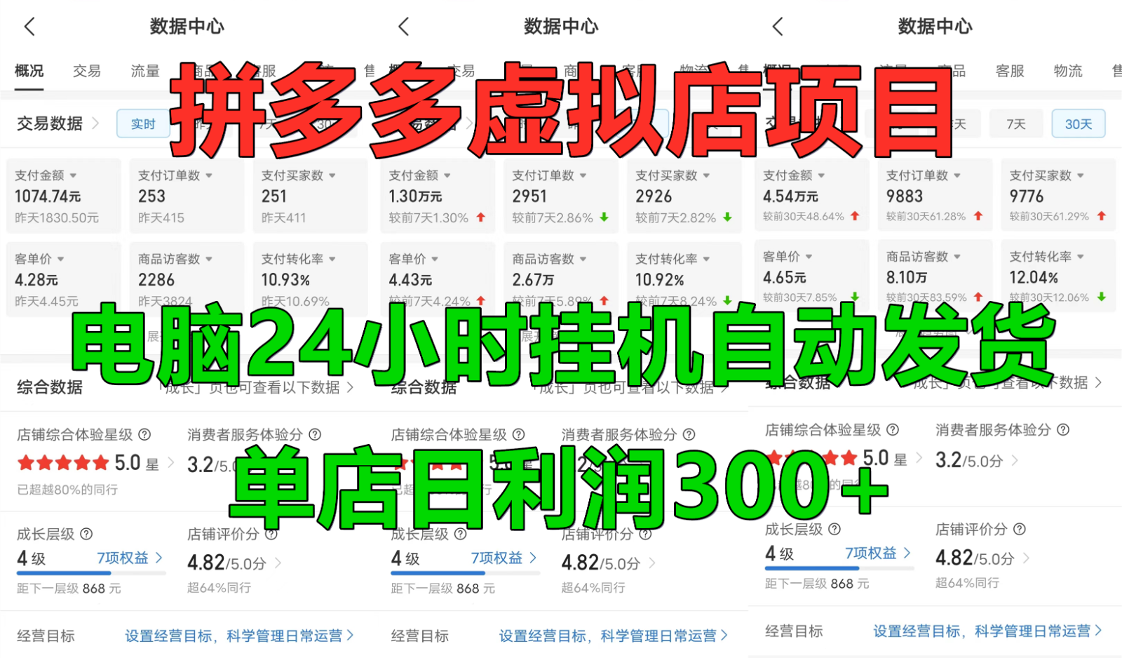 拼多多平台虚拟店铺新项目，电脑挂机自动发卡密，门店日盈利300|云雀资源分享