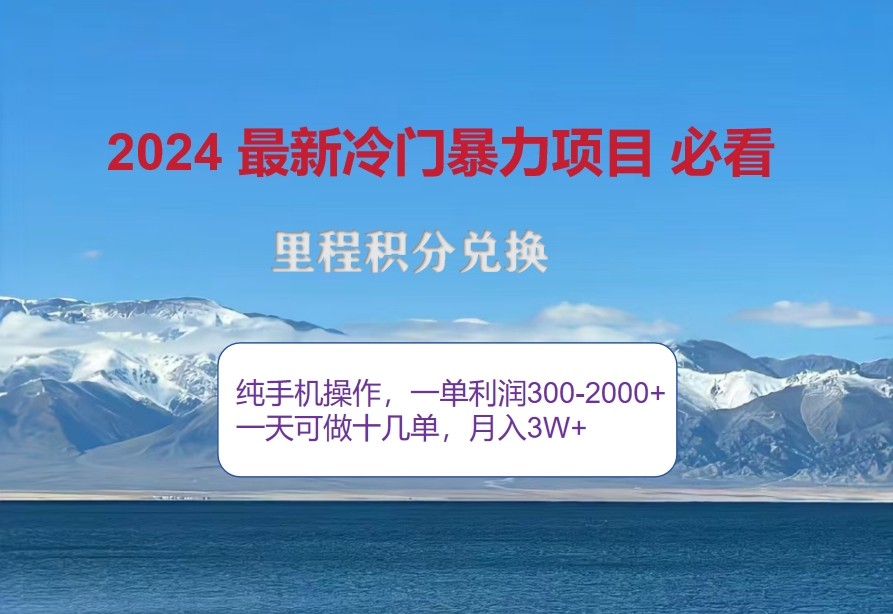 2024惊爆冷爆利，里程积分全新游戏玩法，高风口期，一单300 —2000|云雀资源分享