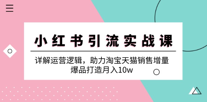 小红书引流实战课：详解运营逻辑，助力淘宝天猫销售增量，爆品打造月入10w|云雀资源分享